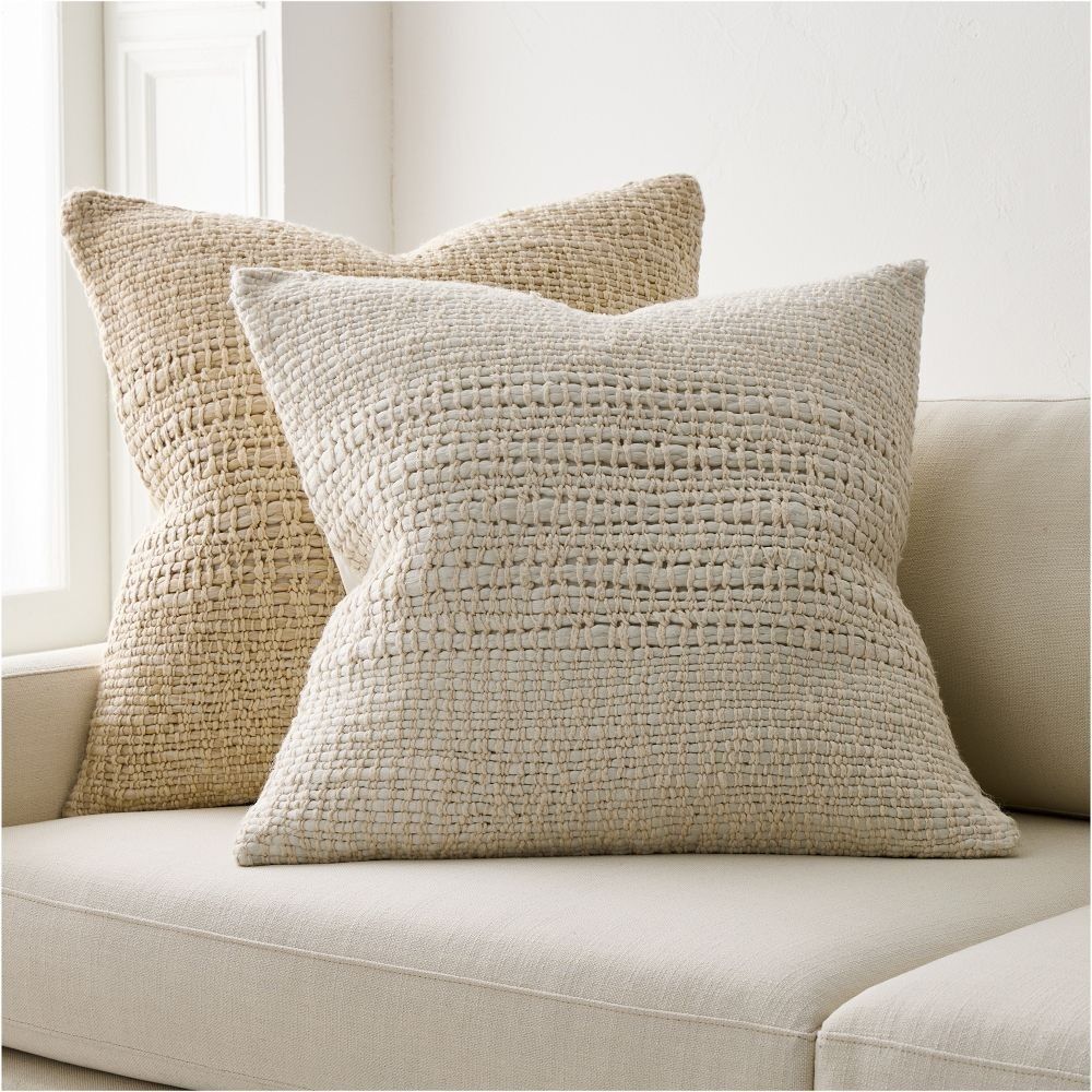 West Elm Cozy Weave Pillow Cover NWT White 24" x 24” Textured